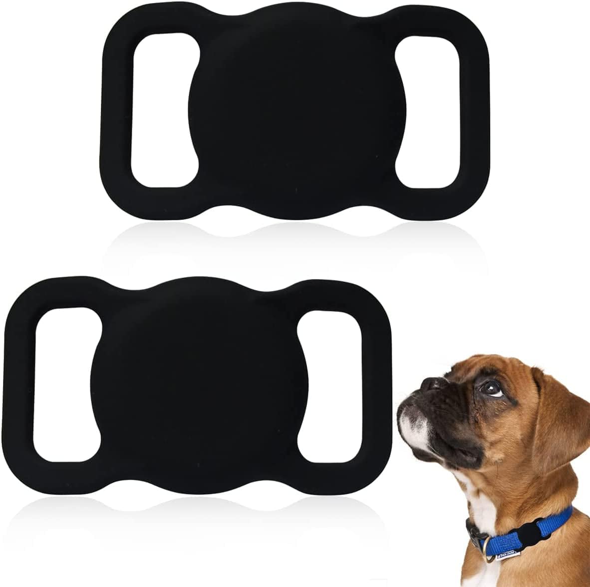 2 Pcs Airtag Dog Collar Holder, Silicone Pet Collar Cover Air Tag Case for Prevent Pets from Losing Accessories Compatible with Apple Airtags(Red)