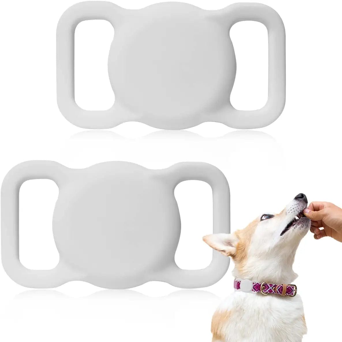 2 Pcs Airtag Dog Collar Holder, Silicone Pet Collar Cover Air Tag Case for Prevent Pets from Losing Accessories Compatible with Apple Airtags(Red) Electronics > GPS Accessories > GPS Cases yuntop White  