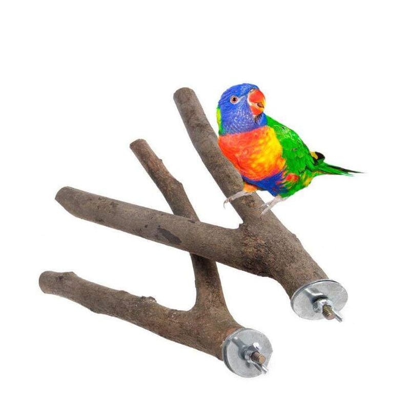 2 PCS Bird Perch Stand Toy, Natural Wood Parrot Perch Bird Cage Branch Perch Accessories for Parakeets Cockatiels Conures Macaws Finches Love Birds,6 in by TWSOUL Animals & Pet Supplies > Pet Supplies > Bird Supplies > Bird Cage Accessories TWSOUL   