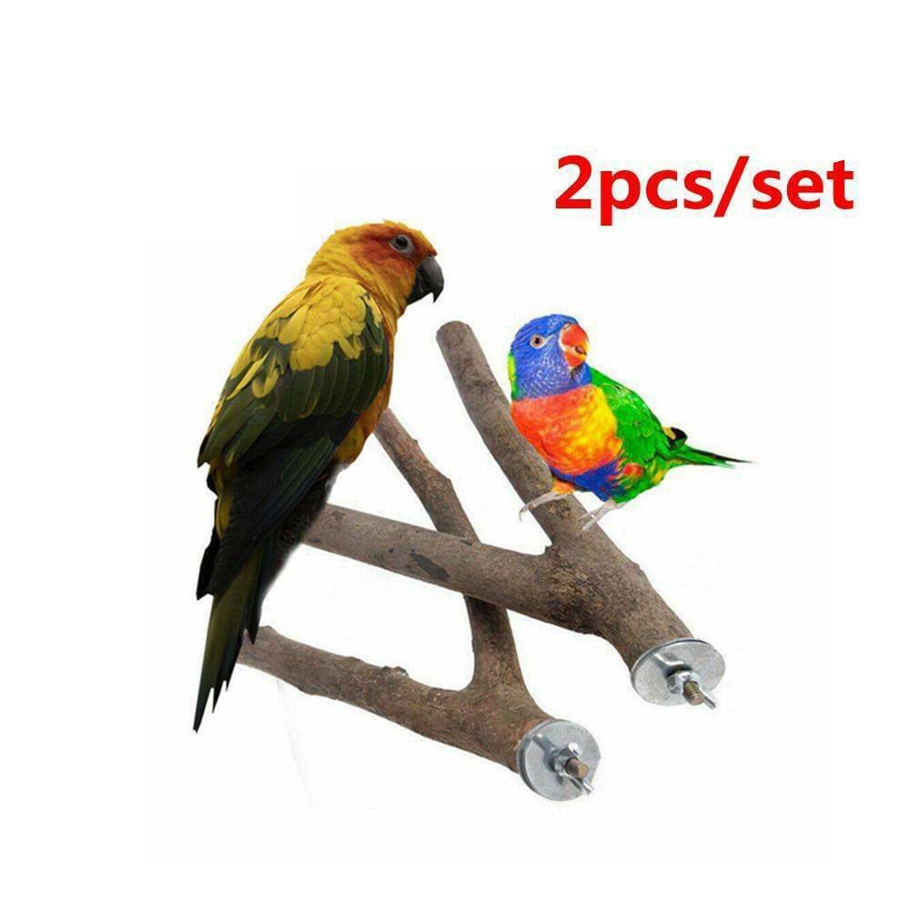 2 PCS Bird Perch Stand Toy, Natural Wood Parrot Perch Bird Cage Branch Perch Accessories for Parakeets Cockatiels Conures Macaws Finches Love Birds,6 in by TWSOUL Animals & Pet Supplies > Pet Supplies > Bird Supplies > Bird Cage Accessories TWSOUL   