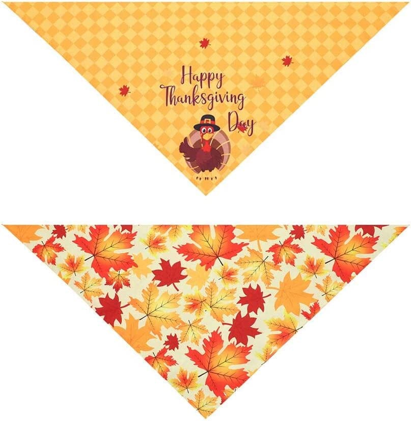 2 Pcs Dog Bandana Thanksgiving, Reversible Triangle Bibs Scarf for Dogs- Medium to Large Dogs Animals & Pet Supplies > Pet Supplies > Dog Supplies > Dog Apparel LaZimnInc   