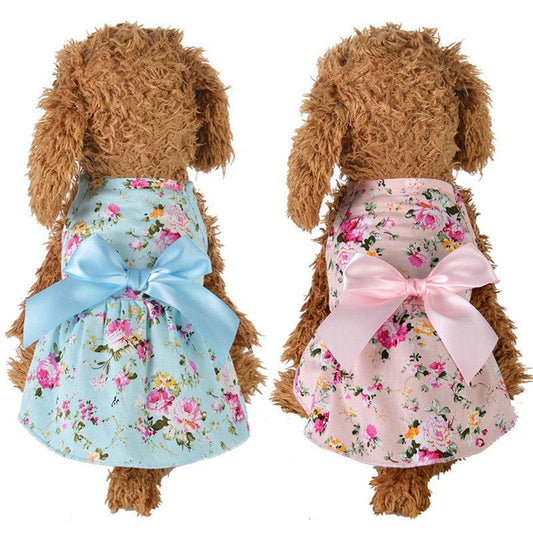 2 Piece Dog Dress Pet Skirt Doggie Apparel Puppy Bowtie Dresses for Small Girl Dogs Cats,Puppy Kitten Summer Cute Floral Dress Sundress Princess Dress for Prom Birthday Party Wedding Formal Occasion Animals & Pet Supplies > Pet Supplies > Cat Supplies > Cat Apparel Secrets S  