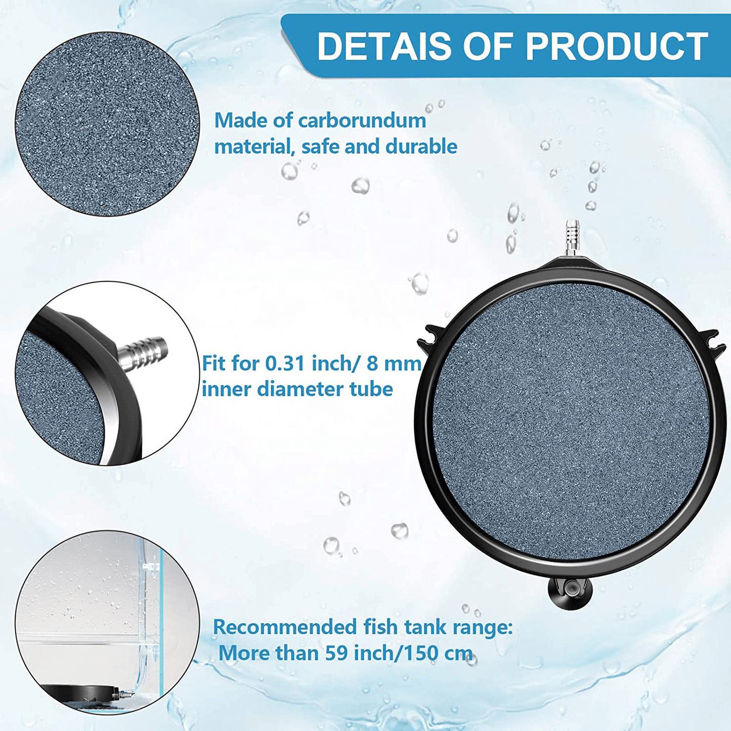 2 Pieces 8-Inch Air Stone Disc Bubble Diffuser Fish Tank Bubbler with 6 Pieces Suction Cups for Hydroponics Aquarium Fish Tank Pump Aerator Diffuser round Air Stone Kit Animals & Pet Supplies > Pet Supplies > Fish Supplies > Aquarium Air Stones & Diffusers Mudder   