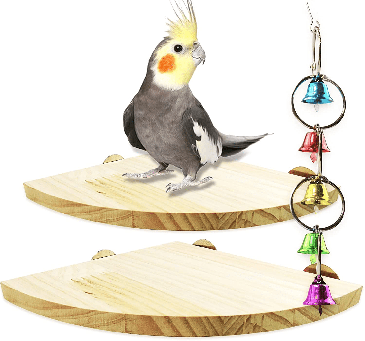 2 Pieces Bird Perches Bird Platform Perch with Pet Toys Bird Cage Accessories Parrot Perch Bird Rest Platform and Training Toy for Parakeet Gerbil Cockatiel Budgie Rat Mouse Chinchilla Hamster Animals & Pet Supplies > Pet Supplies > Bird Supplies > Bird Cage Accessories PETDCHEB   