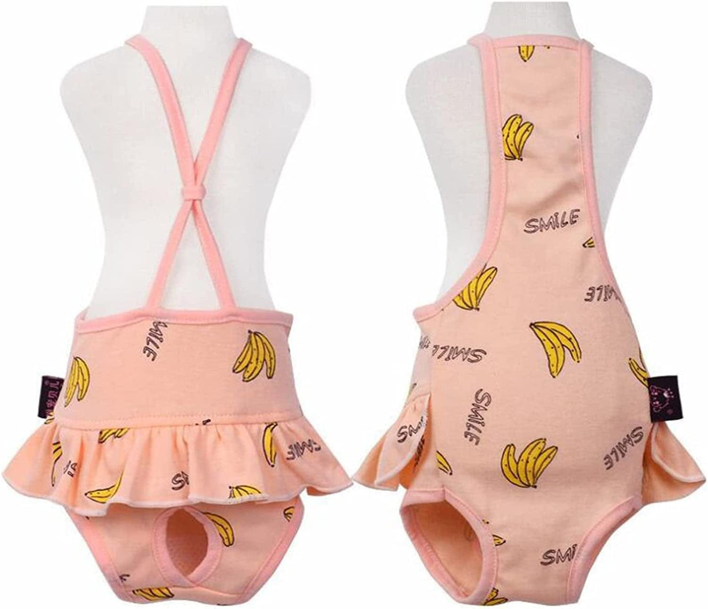 2 Pieces Dog Diaper with Suspender Washable Sanitary Pantie Reusable Puppy Sanitary Pants Cute Pet Underwear Diapers Jumpsuits for Small Female Dogs Girl in Heat Period (M-Waist 9.4-13.4IN (5-7LB)) Animals & Pet Supplies > Pet Supplies > Dog Supplies > Dog Apparel LINDUOAH   