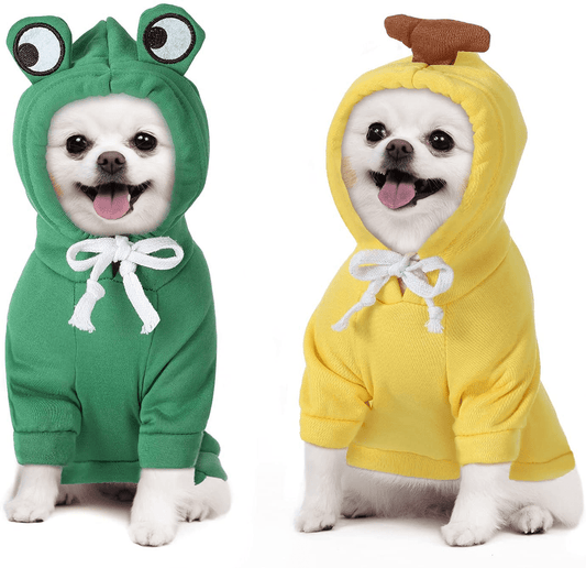 2 Pieces Fruit Dog Hoodie Clothes,Cute Dog Costume Warm Dog Sweater Cold Weather Sweatshirt Pet Coat for Puppy Small Medium Dogs Cats Animals & Pet Supplies > Pet Supplies > Dog Supplies > Dog Apparel Frienda Frog Style Large 