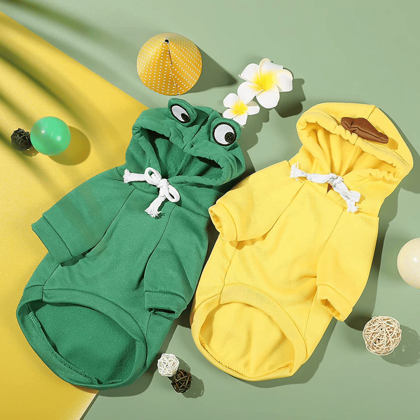 2 Pieces Fruit Dog Hoodie Clothes,Cute Dog Costume Warm Dog Sweater Cold Weather Sweatshirt Pet Coat for Puppy Small Medium Dogs Cats