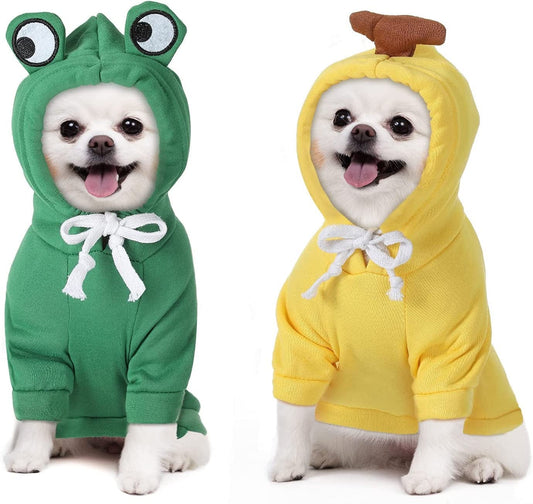 2 Pieces Fruit Dog Hoodie Clothes,Cute Dog Costume Warm Dog Sweater Cold Weather Sweatshirt Pet Coat for Puppy Small Medium Dogs Cats (Frog Style,Small) Animals & Pet Supplies > Pet Supplies > Dog Supplies > Dog Apparel Frienda Frog Style Medium 