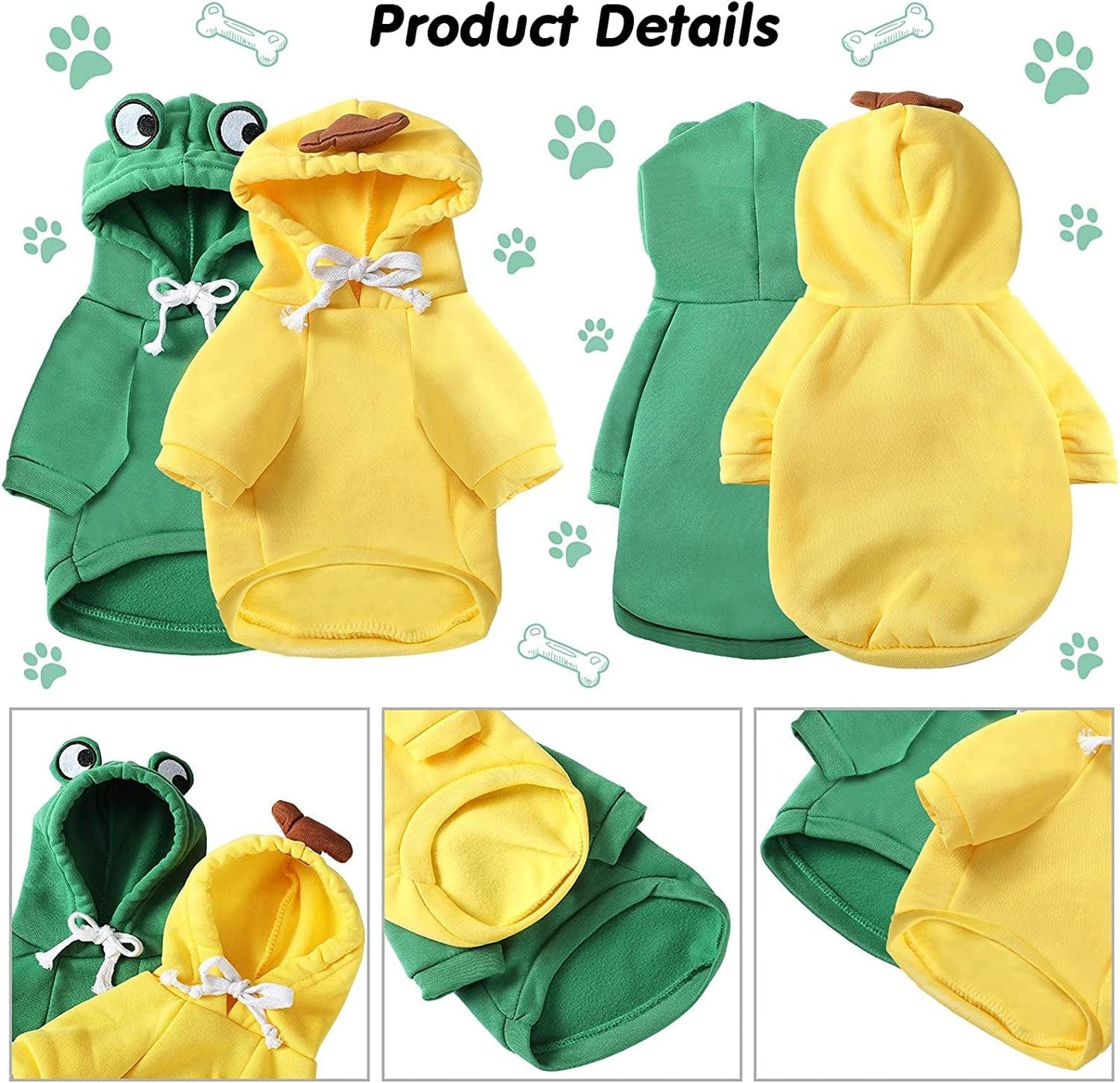 2 Pieces Fruit Dog Hoodie Clothes,Cute Dog Costume Warm Dog Sweater Cold Weather Sweatshirt Pet Coat for Puppy Small Medium Dogs Cats (Frog Style,Small) Animals & Pet Supplies > Pet Supplies > Dog Supplies > Dog Apparel Frienda   