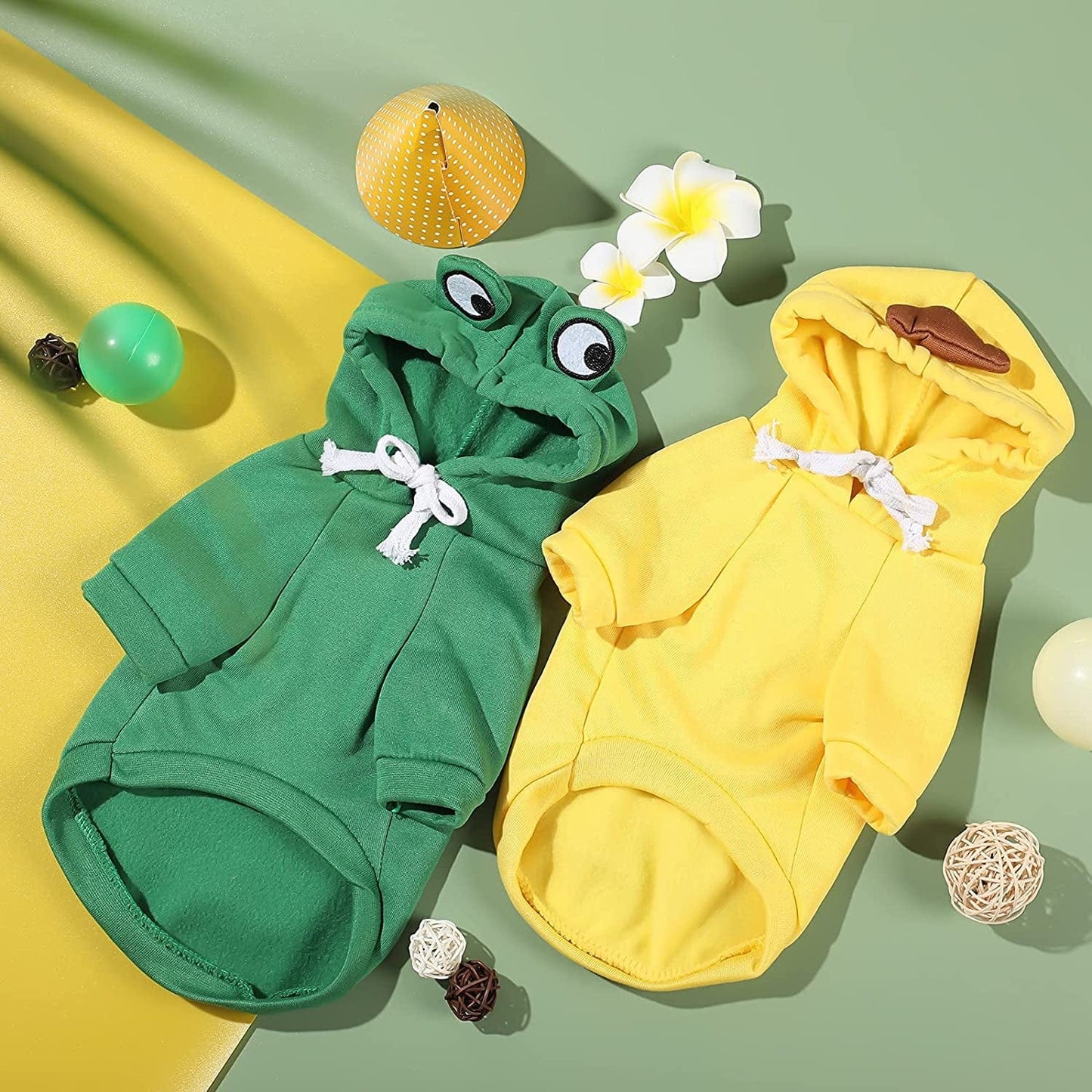 2 Pieces Fruit Dog Hoodie Clothes,Cute Dog Costume Warm Dog Sweater Cold Weather Sweatshirt Pet Coat for Puppy Small Medium Dogs Cats (Frog Style,Small) Animals & Pet Supplies > Pet Supplies > Dog Supplies > Dog Apparel Frienda   