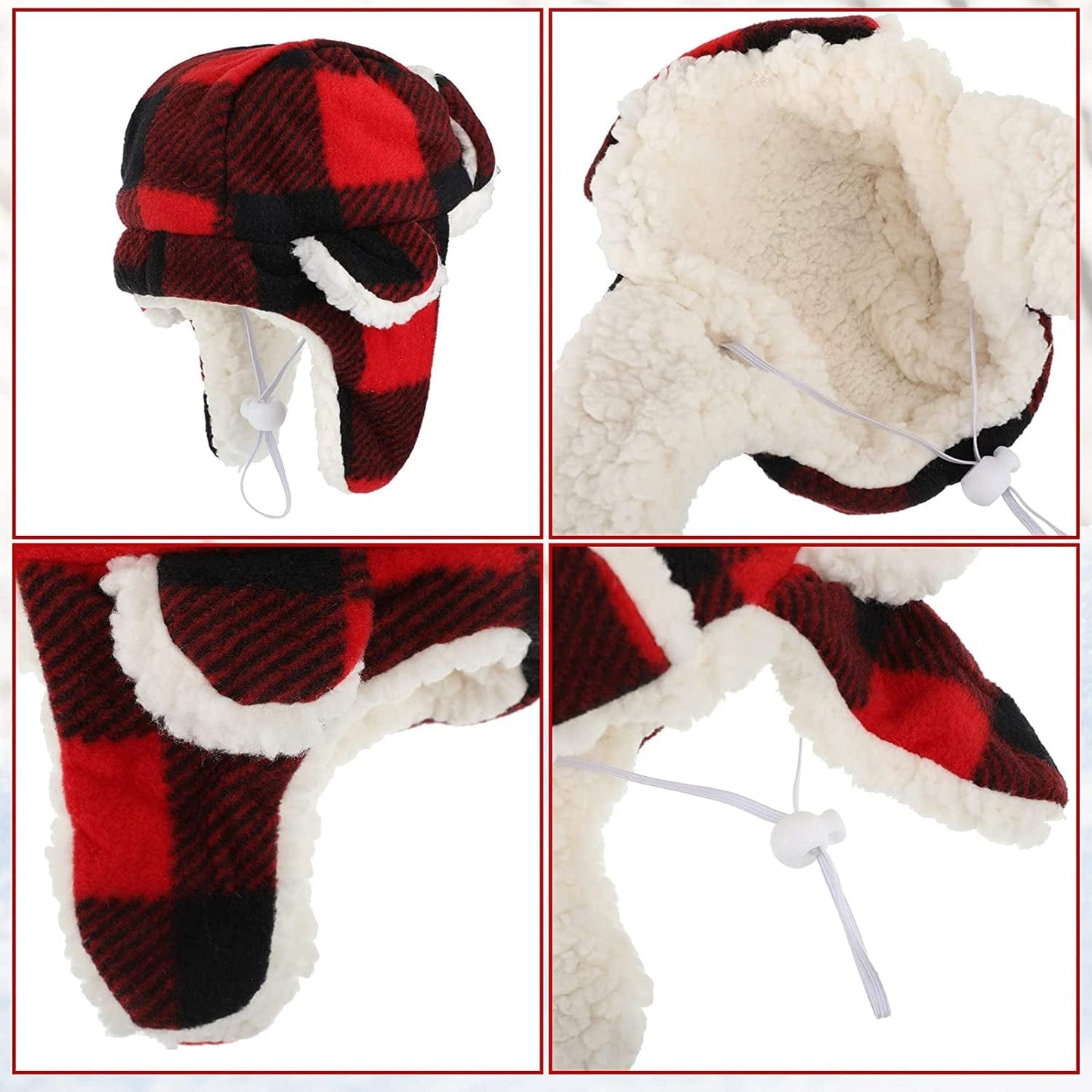 2 Pieces Plaid Dog Hats with Earmuffs Winter Pets Adjustable Warm Trapper Hat Christmas Adjustable Pet Red Plaid Pet Hat Xmas Dog Headwear for Small Dogs Animals & Pet Supplies > Pet Supplies > Dog Supplies > Dog Apparel Sherr   