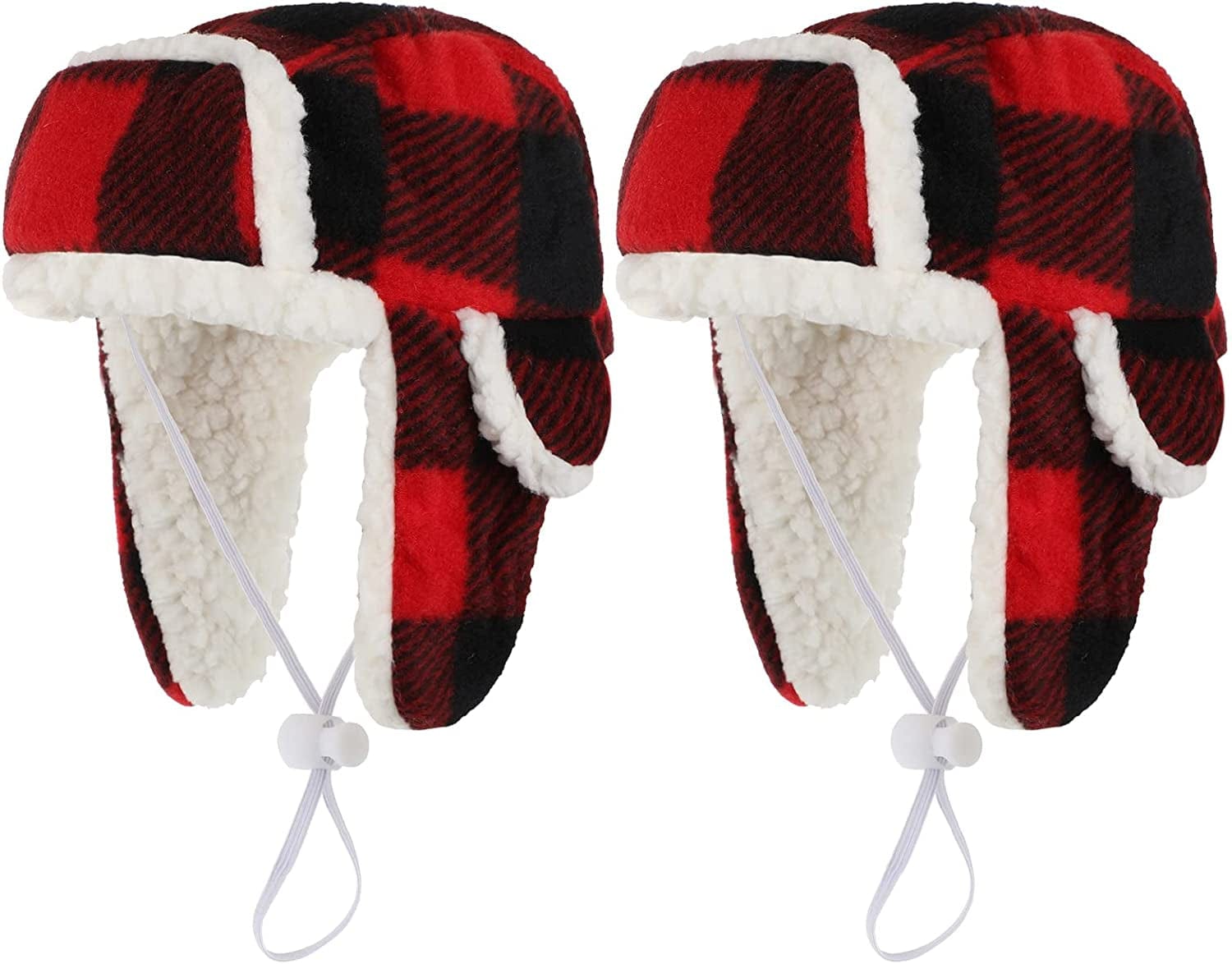 2 Pieces Plaid Dog Hats with Earmuffs Winter Pets Adjustable Warm Trapper Hat Christmas Adjustable Pet Red Plaid Pet Hat Xmas Dog Headwear for Small Dogs Animals & Pet Supplies > Pet Supplies > Dog Supplies > Dog Apparel Sherr   