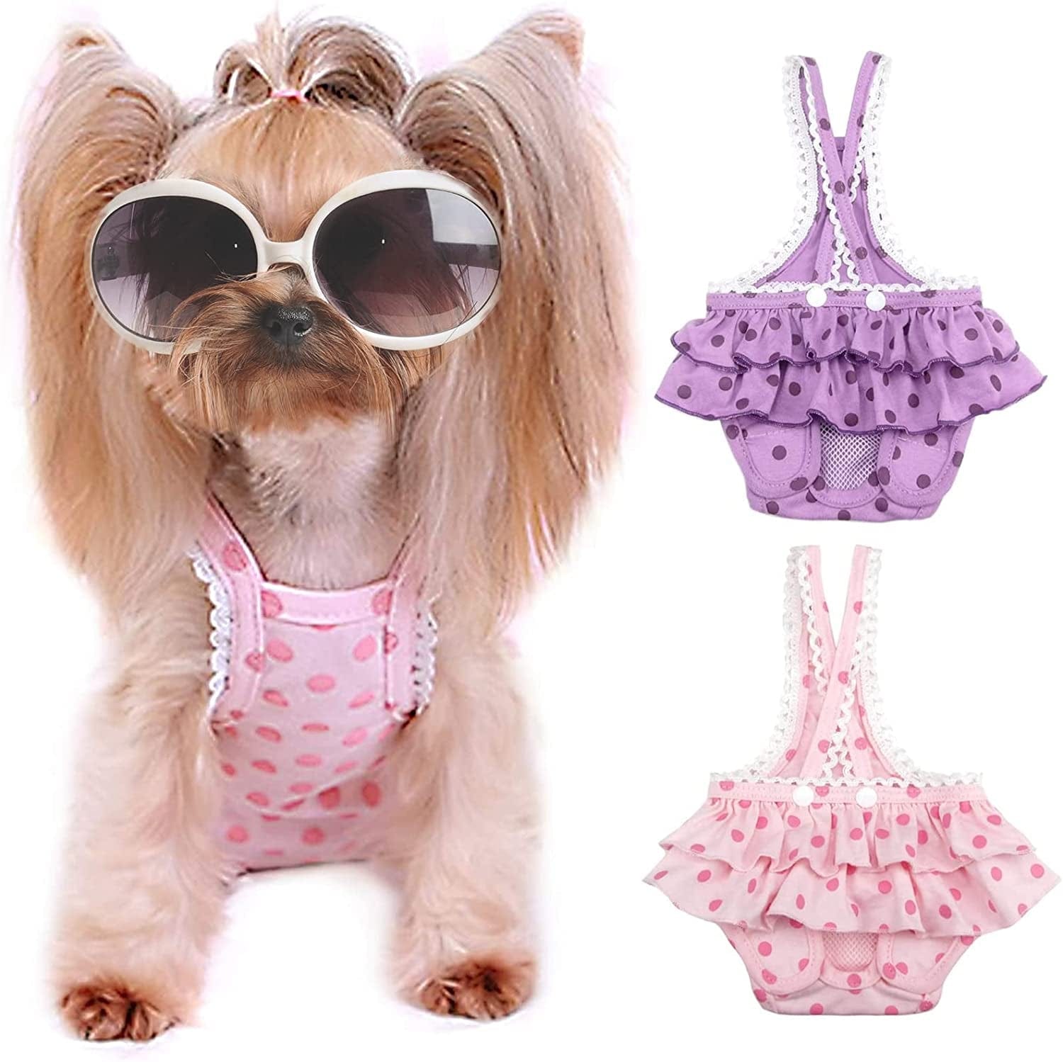 2 Pieces Washable Female Diapers with Suspender Comfort Reusable Doggy Diapers Reusable Puppy Sanitary Panties Dog Underwear Diaper for Small Girl Dogs in Period Heat ,S Animals & Pet Supplies > Pet Supplies > Dog Supplies > Dog Apparel ZHANGYUQIN M(5-9LB)Waist14.9 Back11  