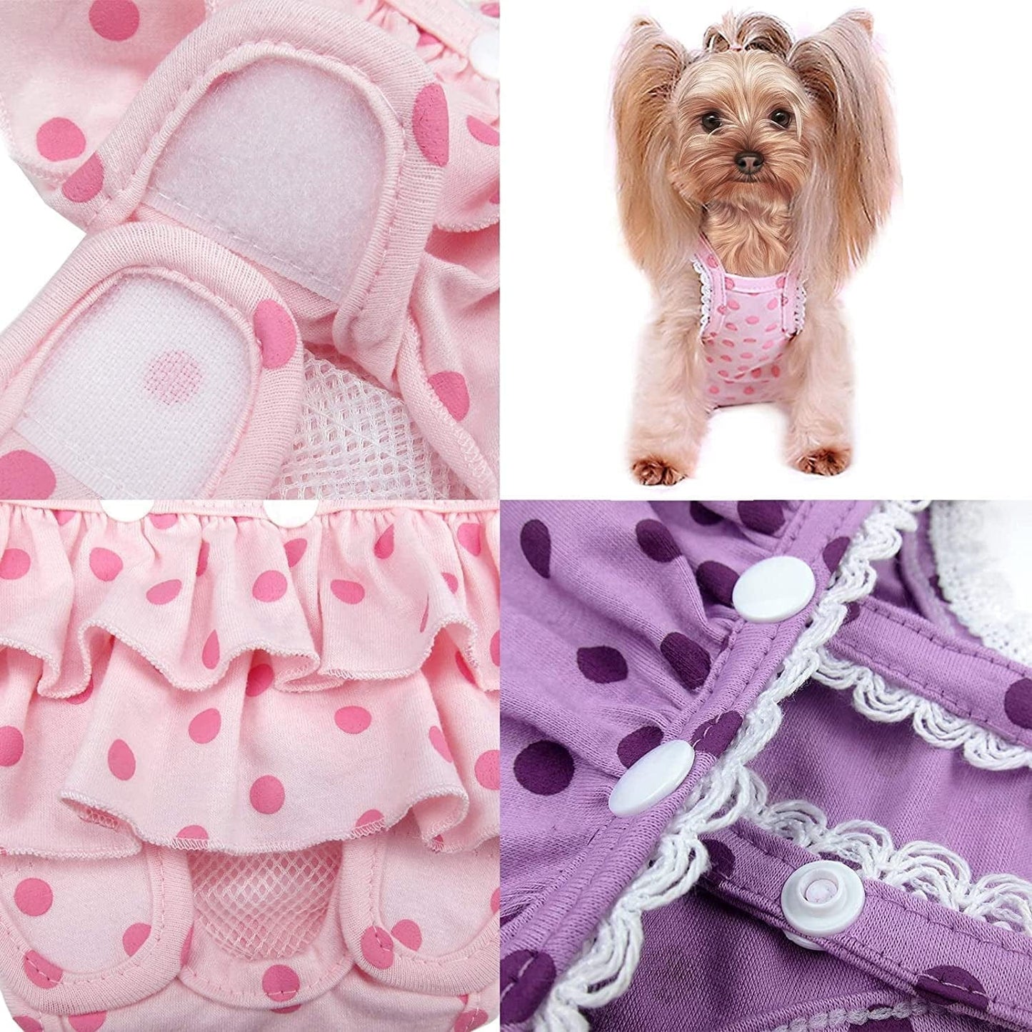 2 Pieces Washable Female Diapers with Suspender Comfort Reusable Doggy Diapers Reusable Puppy Sanitary Panties Dog Underwear Diaper for Small Girl Dogs in Period Heat ,S Animals & Pet Supplies > Pet Supplies > Dog Supplies > Dog Apparel ZHANGYUQIN   