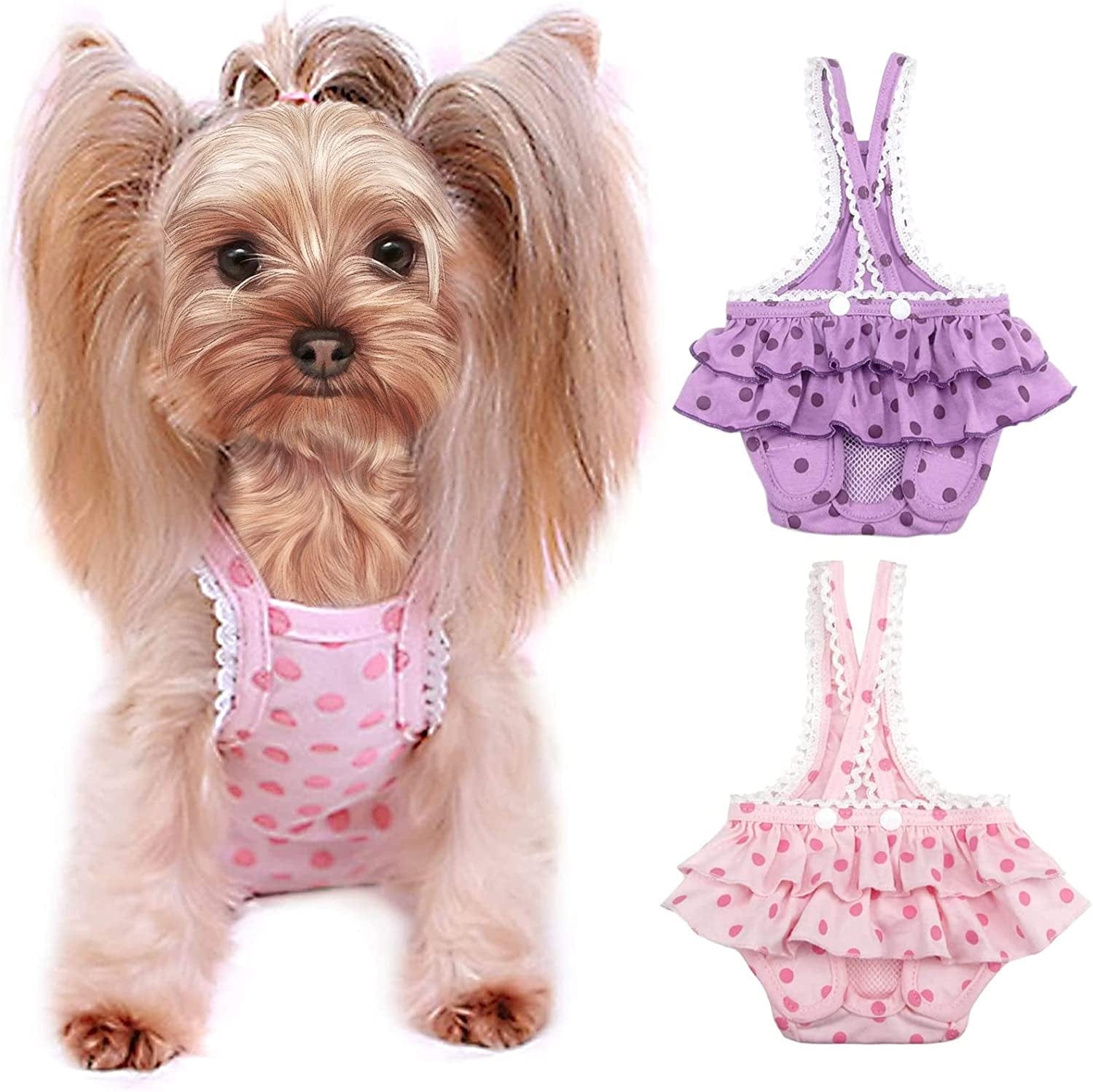 2 Pieces Washable Female Diapers with Suspender Comfort Reusable Doggy Diapers Reusable Puppy Sanitary Panties Dog Underwear Diaper for Small Girl Dogs in Period Heat ,S Animals & Pet Supplies > Pet Supplies > Dog Supplies > Dog Apparel ZHANGYUQIN   