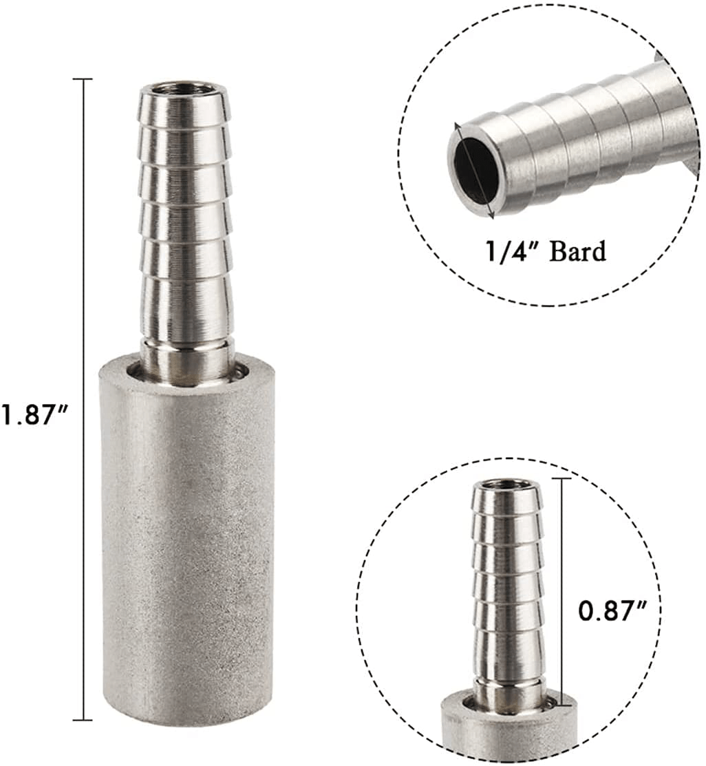 (2 Set) FERRODAY 0.5 Micron Diffusion Stone Stainless Steel Aeration Stone Carbonating Stone with 1/4" Barb for Homebrew Wine Beer Soda Air Stone 0.5 Micron + 20 Inch Silicone Hose Animals & Pet Supplies > Pet Supplies > Fish Supplies > Aquarium Air Stones & Diffusers Ferroday   