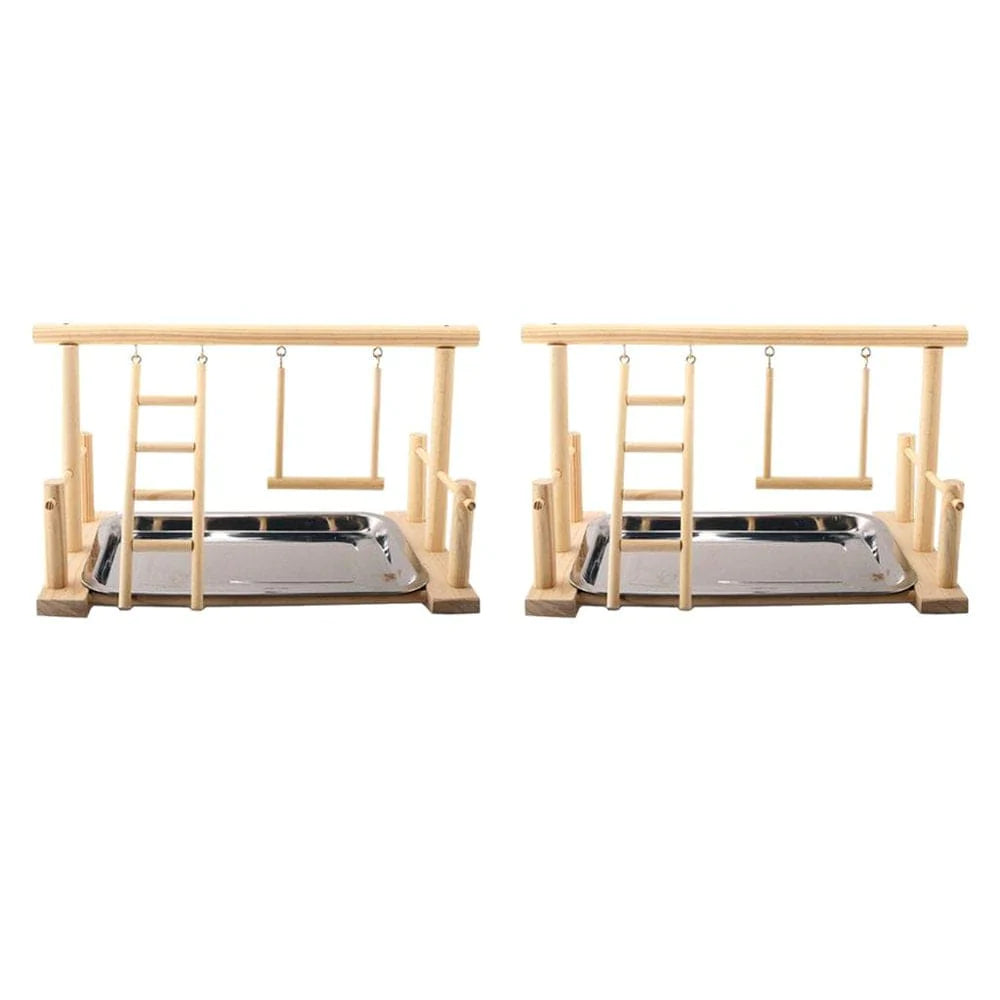 2 X Parrots Playstand Bird Playground Wood Perch Gym Stand Playpen with Tray Animals & Pet Supplies > Pet Supplies > Bird Supplies > Bird Gyms & Playstands Menolana   