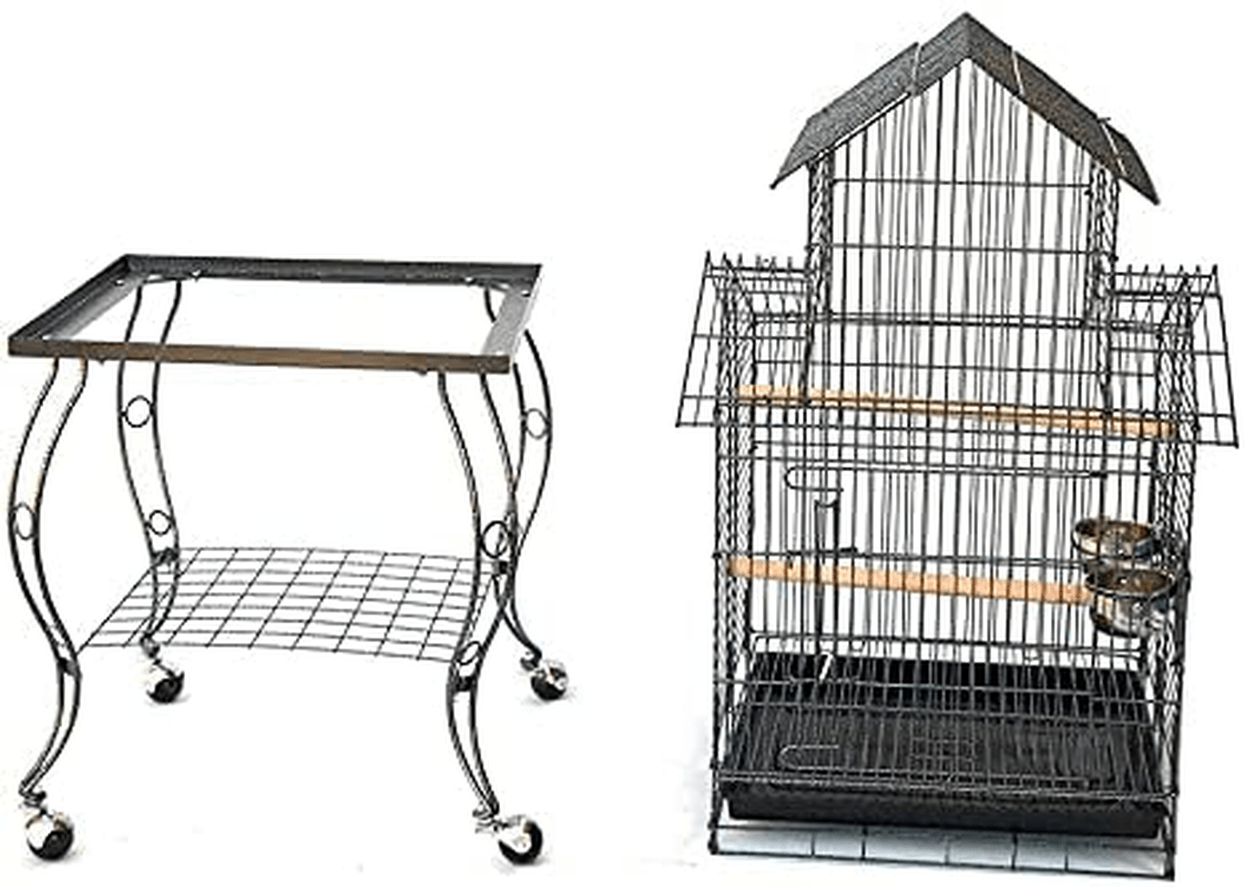 20-Inch Pagoda Roof Top Parrot Lovebird Cockatiel Cockatiels Parakeets Cage with Stand, Black Vein Animals & Pet Supplies > Pet Supplies > Bird Supplies > Bird Cages & Stands Mcage   