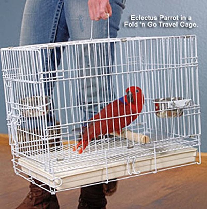 20" Metal Foldable Bird Parrot Travel Veterinary Carrier Wire Cage with Wooden Stand Perch and Stainless Steel Dishes Animals & Pet Supplies > Pet Supplies > Bird Supplies > Bird Cages & Stands Mcage   