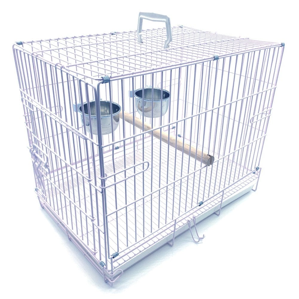 20" Metal Foldable Bird Parrot Travel Veterinary Carrier Wire Cage with Wooden Stand Perch and Stainless Steel Dishes Animals & Pet Supplies > Pet Supplies > Bird Supplies > Bird Cages & Stands Mcage   