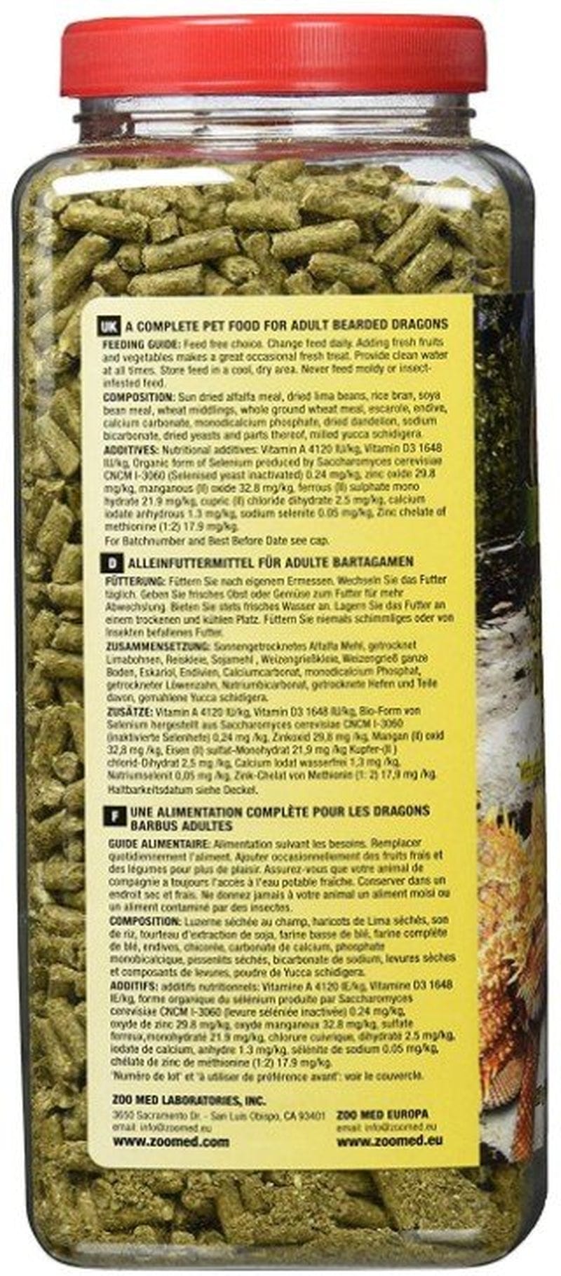 20 Oz Zoo Med Natural Adult Bearded Dragon Food