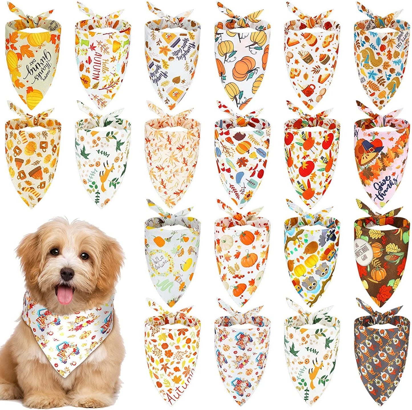 20 Pack St. Patrick'S Day Dog Bandana Scarf Accessories Easter Spring Adjustable Holiday Dog Bandanas Pet Triangle Scarf Soft Bibs for Small Medium Large Girl Boy Dogs Pet Cats (Rabbit Patterns) Animals & Pet Supplies > Pet Supplies > Dog Supplies > Dog Apparel Weewooday Pumpkin Pattern  