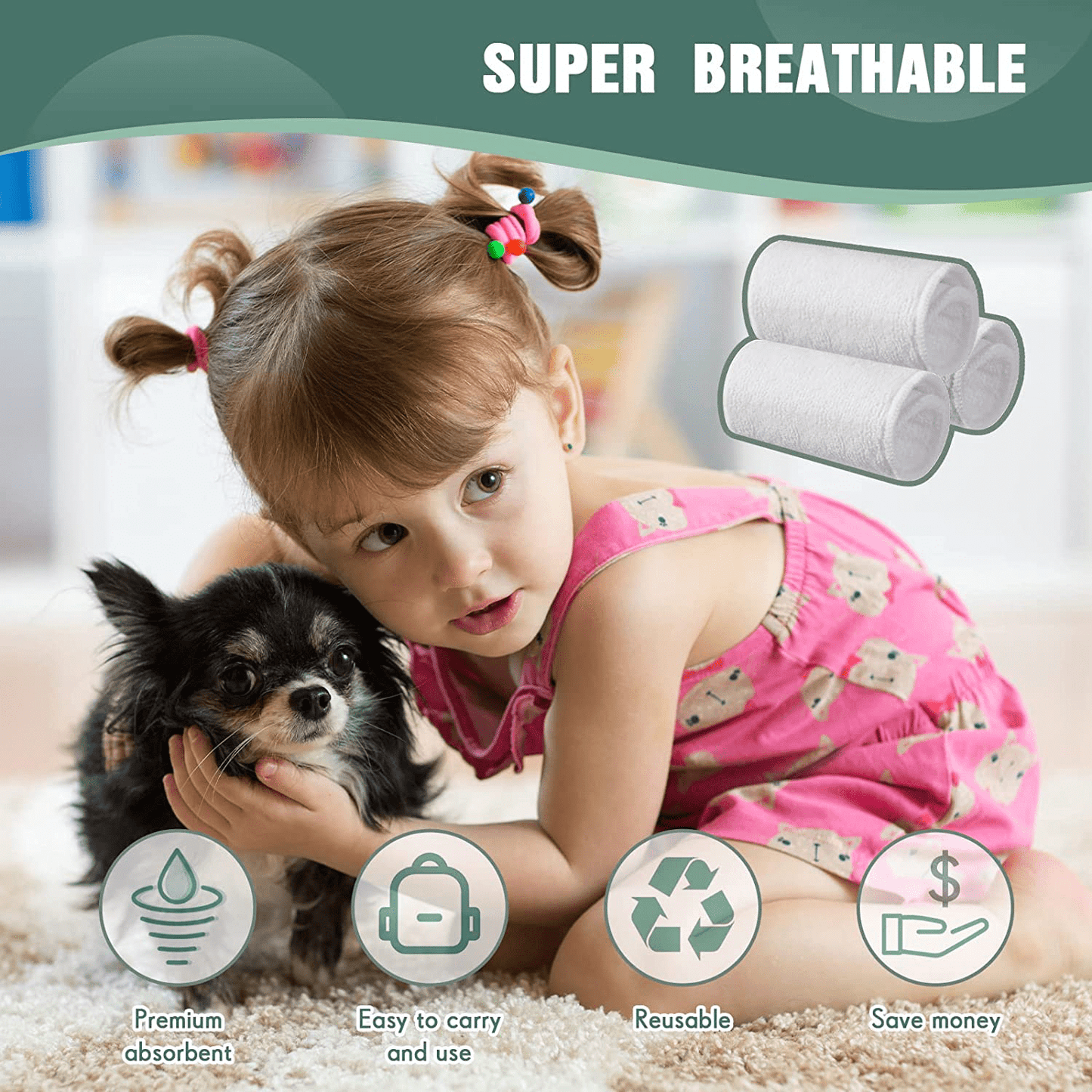 20 Packs Dog Diaper Liners Female Male Dog Diapers Washable Dog Diaper Liners Doggie Pad Wrap Dog Diaper Pads Reusable Dog Belly Band Liner Pads for Male and Female Dogs Puppies Pets Accessories Animals & Pet Supplies > Pet Supplies > Dog Supplies > Dog Diaper Pads & Liners Tatuo   