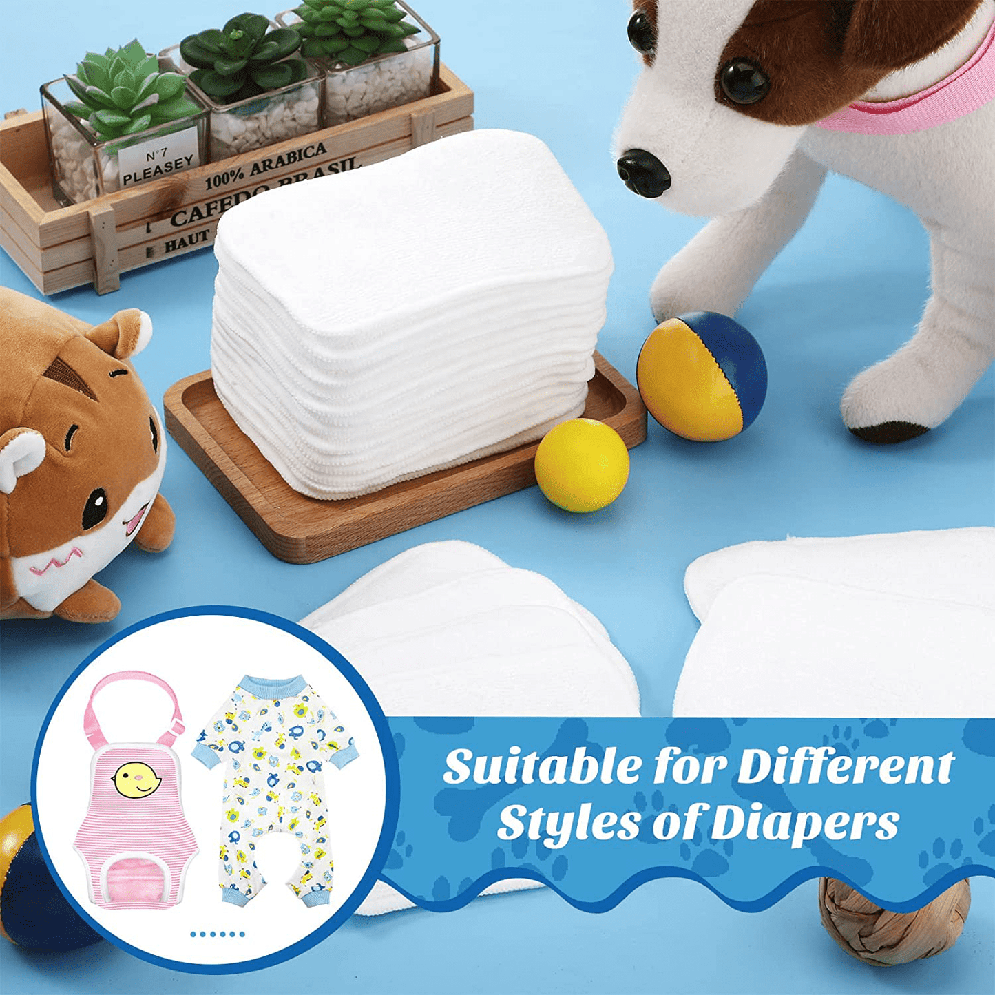 20 Pieces Dog Diaper Pads Washable Reusable Replaceable Diapers Liner Pads for Samall Medium Female Dog Animals & Pet Supplies > Pet Supplies > Dog Supplies > Dog Diaper Pads & Liners Tondiamo   