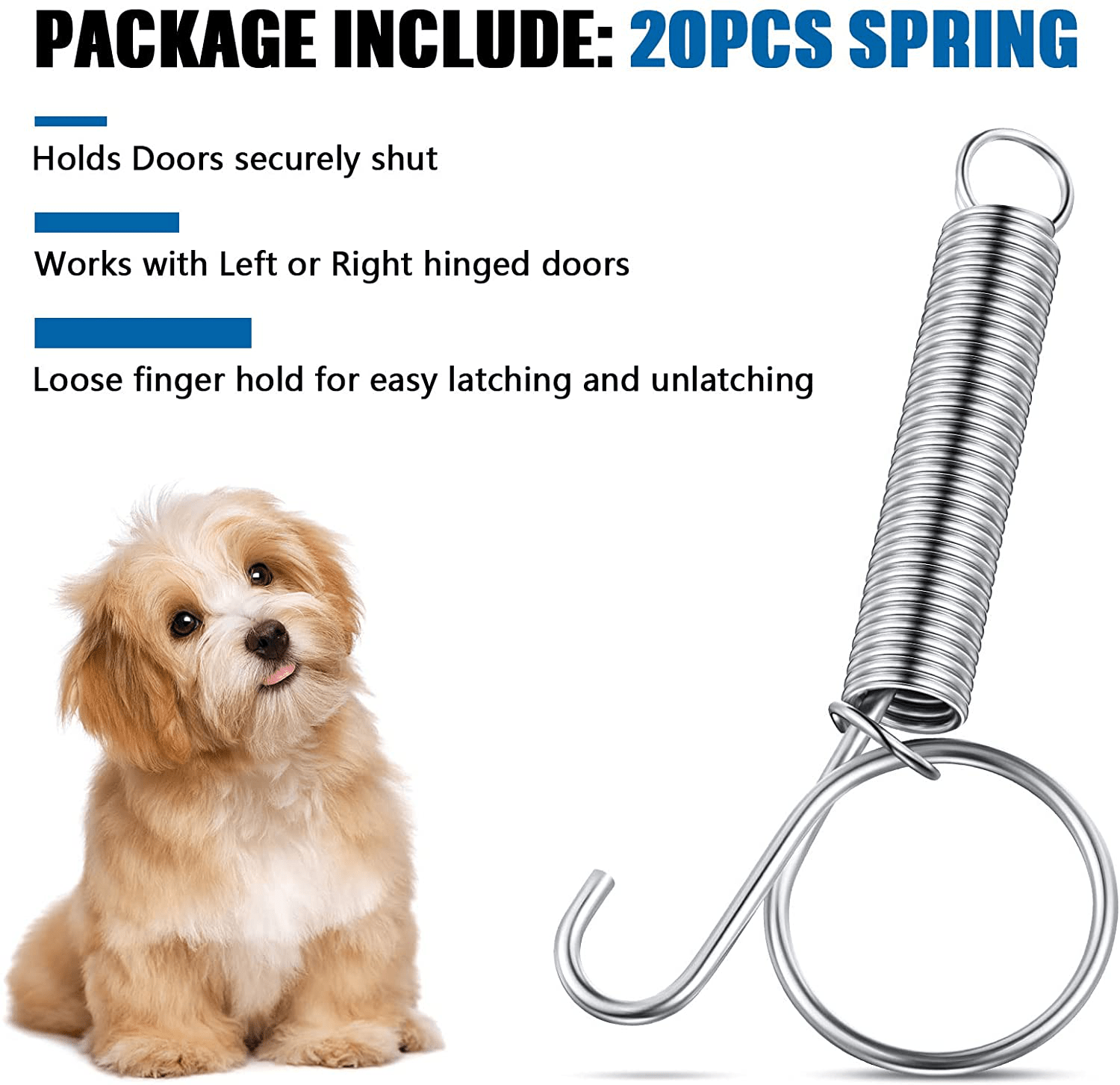 20 Pieces Spring Door Latch for Rabbit Cages Door Metal Finger Spring Latch Hook for Fixing Pet Wire Cage Rabbit Birds Bunny Rodents Guinea Pig Hamster Parrot Hedgehog Cage Door Animals & Pet Supplies > Pet Supplies > Small Animal Supplies > Small Animal Habitats & Cages Hotop   