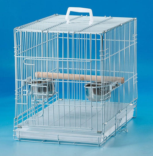 20" Portable Travel Veterinary Bird Parrot Wire Carrier Cage with Wooden Stand Perch & Stainless Steel Bowls Animals & Pet Supplies > Pet Supplies > Bird Supplies > Bird Cages & Stands Mcage   