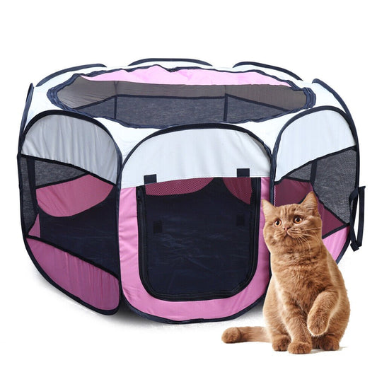 DENEST Large Foldable Pet Playpen Outdoor Travel Fence Dog Cat Rabbit 8-Panel Tent