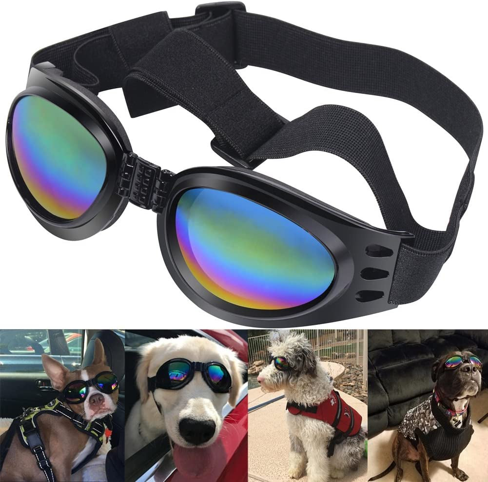 QUMY Dog Goggles Eye Wear Protection Waterproof Pet Sunglasses for Dogs about over 15 Lbs (Black) Animals & Pet Supplies > Pet Supplies > Dog Supplies > Dog Apparel DORA Black  