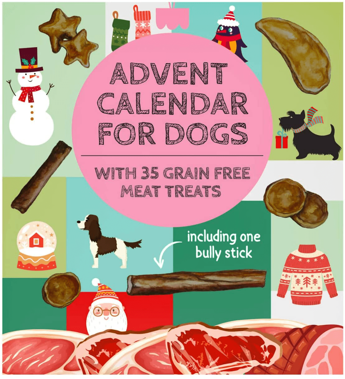 2021 Advent Calendar for Dogs with 35 All-Natural Treats | Holiday Countdown to Christmas