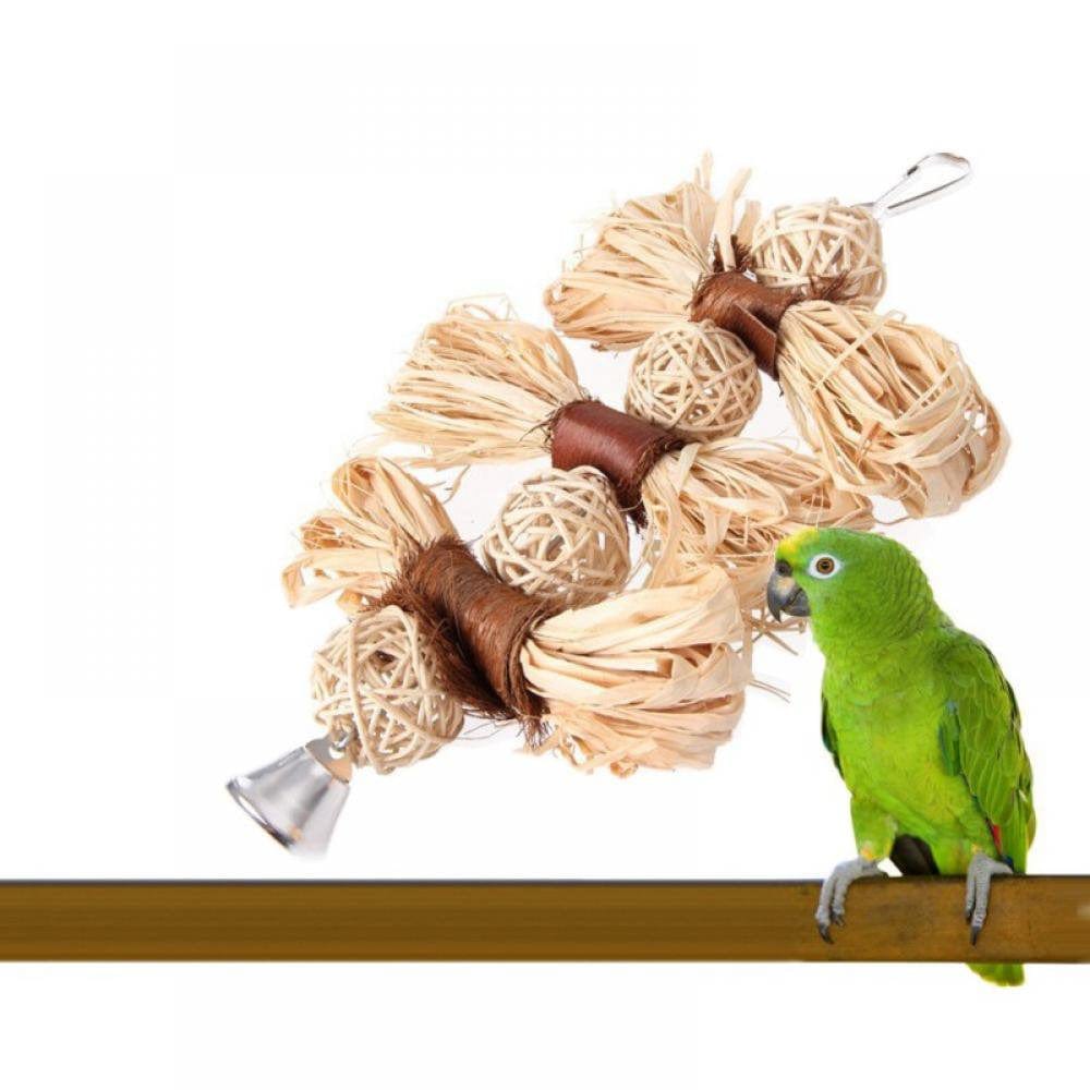 2021 Anniversary Promotion! Natural Wooden Grass Pet Parakeet Chewing Toy Parrot Bird Bites Swing Ball Loofah Vine Balls Cage Bird Hanging Accessories Animals & Pet Supplies > Pet Supplies > Bird Supplies > Bird Cage Accessories CN   