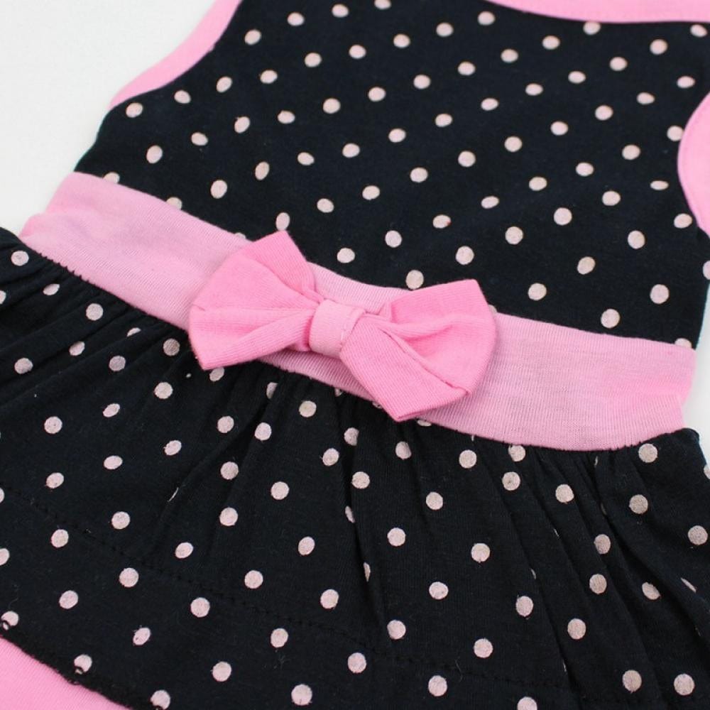 2021 New Pet Spring Summer Dress for Small Medium Dogs, Pet Clothes Puppy Cotton Breathable Skirt with Bow Knot, Black, XS/S/M/L/XL Animals & Pet Supplies > Pet Supplies > Dog Supplies > Dog Apparel MELLCO   
