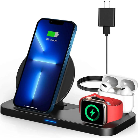[2022 NEW] 3 in 1 Wireless Charging Station for Multiple Devices Apple, Charging Stand for Iphone and Apple Watch 7/6/SE/5/4/3/2/1, Portable Charging Dock for Airpods Pro/3/2/1 (With 18W Fast Charger) Electronics > GPS Accessories > GPS Cases Dulums   