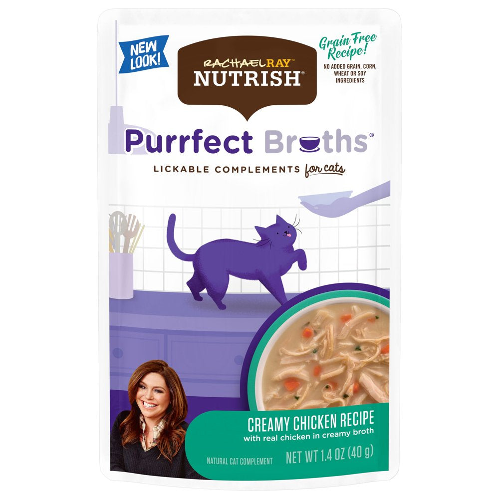 Rachael Ray Nutrish Purrfect Broths Lickable Cat Treats and Meal Complements, Creamy Chicken Recipe, 1.4 Ounce Pouch Animals & Pet Supplies > Pet Supplies > Cat Supplies > Cat Treats The J.M. Smucker Company   