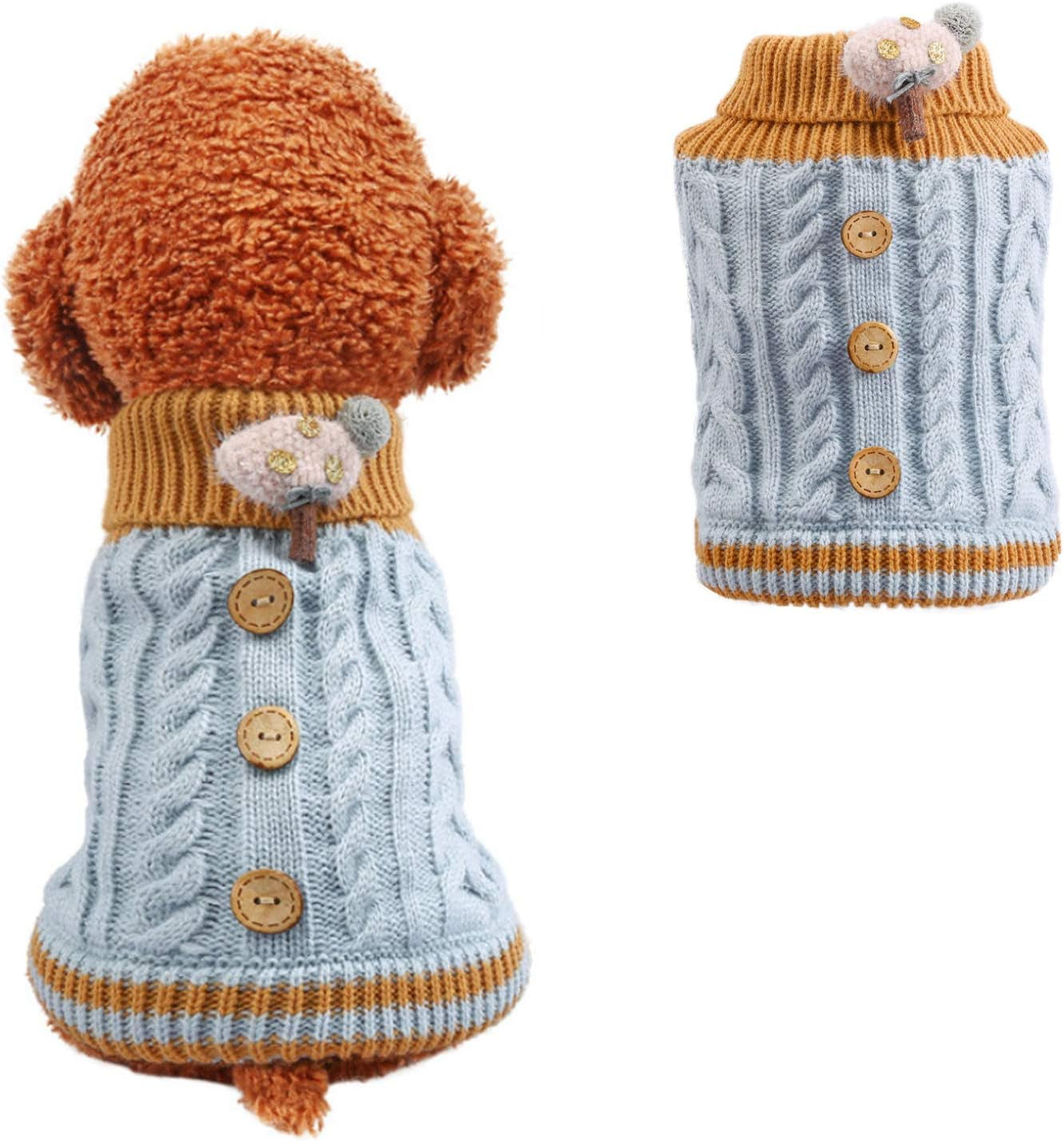 Dog Sweater Cute Classic Buttons Knitted Girls Winter Coat Keep Warm for Small Dogs Cold Weather,Pink,S Animals & Pet Supplies > Pet Supplies > Dog Supplies > Dog Apparel Teduola Blue Large 