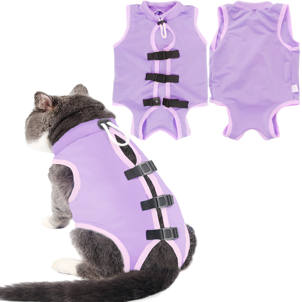 LEXVSS 2 Pieces Cat Recovery Suit, after Surgical Clothes for Abdominal Wounds & Surgery Animals & Pet Supplies > Pet Supplies > Cat Supplies > Cat Apparel LEXVSS M Purple 
