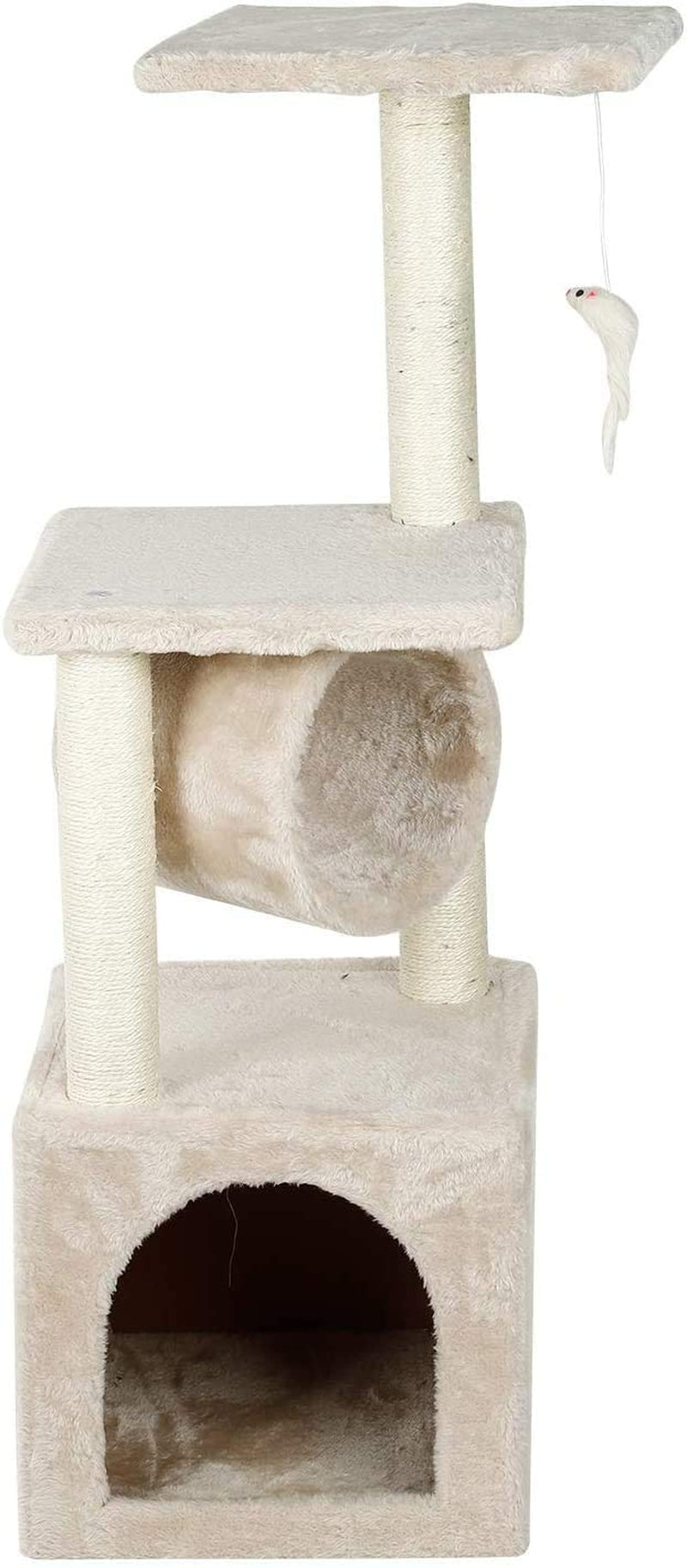 Confote 35.4-In Cat Activity Tree Climb Tower Play House Condo Furniture for Small and Medium Cat, Beige White Animals & Pet Supplies > Pet Supplies > Cat Supplies > Cat Furniture confote   