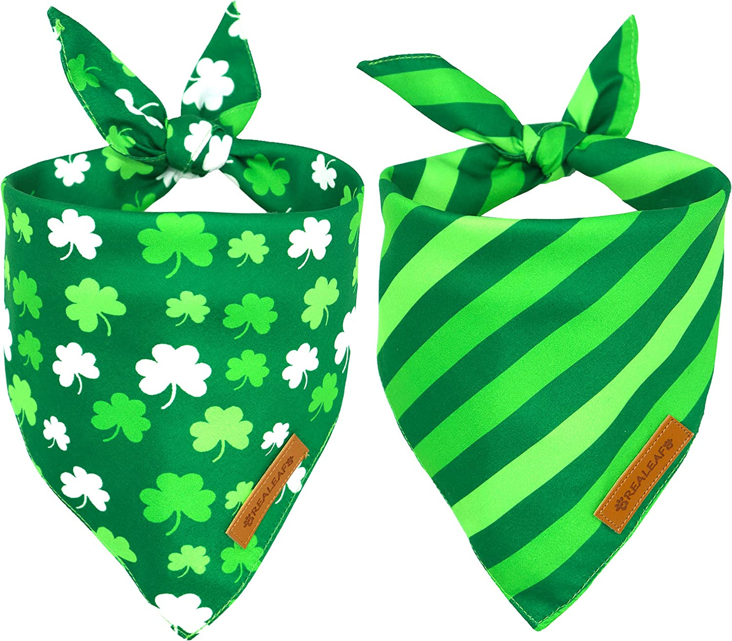 Realeaf St. Patrick'S Day Dog Bandanas 2 Pack, Triangle Reversible Pet Scarf for Boy and Girl, Premium Durable Fabric, Multiple Sizes Offered, Bandana for Medium and Large Dogs (Large) Animals & Pet Supplies > Pet Supplies > Dog Supplies > Dog Apparel Realeaf St. Patrick's Day X-Large 