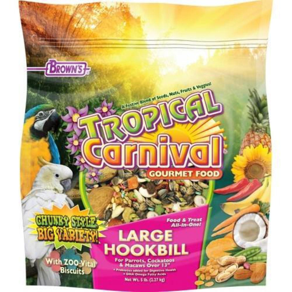 Brown'S Tropical Carnival Large Hookbill Bird Food with Zoo-Vital Biscuits 5 Lbs. Animals & Pet Supplies > Pet Supplies > Bird Supplies > Bird Food F.M. BROWN'S SONS, INC.   