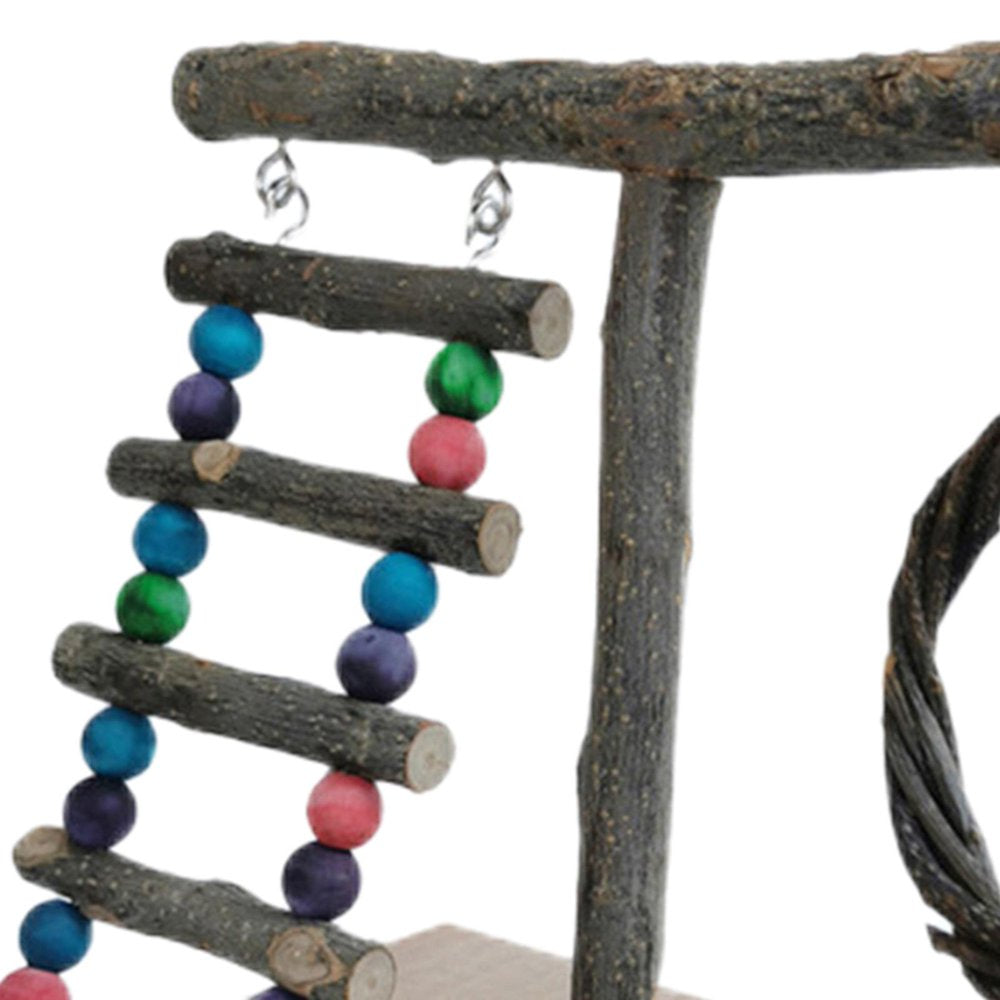 Pet Bird Playstand Toy Parrot Playound Ladder Climbing Wood Perch for Parakeet 32X29X26Cm