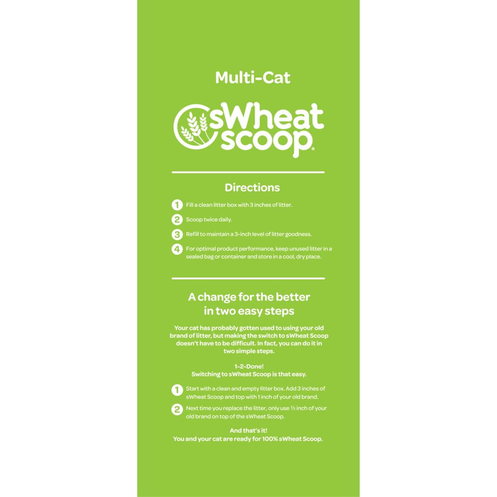 Swheat Scoop Multi-Cat Natural Clumping Wheat Cat Litter, 15Lb Animals & Pet Supplies > Pet Supplies > Cat Supplies > Cat Litter sWheat Scoop, LLC   