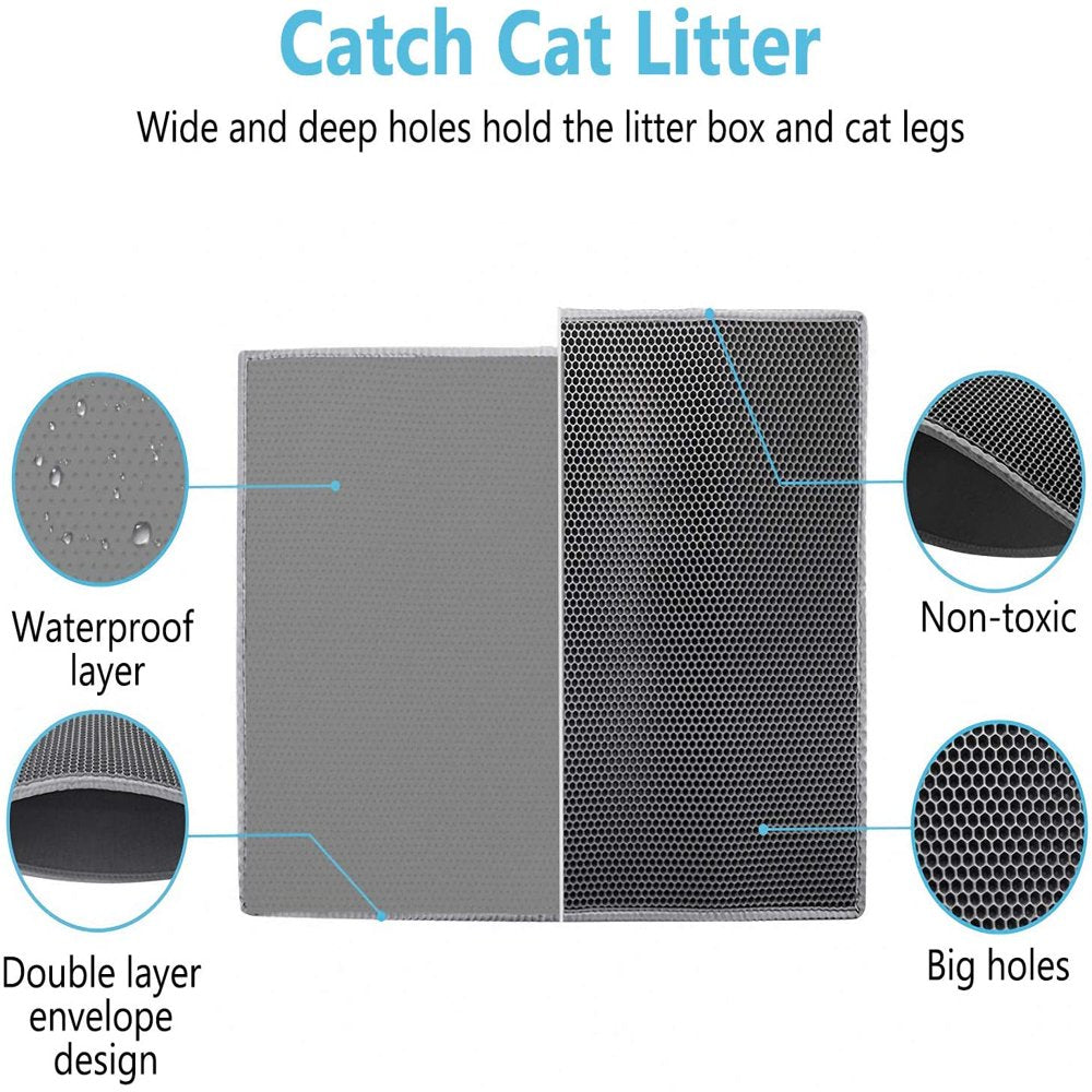 Litter Box Mat, Cat Litter Mat Litter Box Mat Honeycomb Design Litter Box Rug Waterproof Double Layer Design Honeycomb Mat Animals & Pet Supplies > Pet Supplies > Cat Supplies > Cat Litter Box Mats Ranludas   