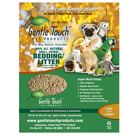 Gentle Touch Pet Products Small Animal Bedding/Litter Aspen Wood Pellets 40 Lbs