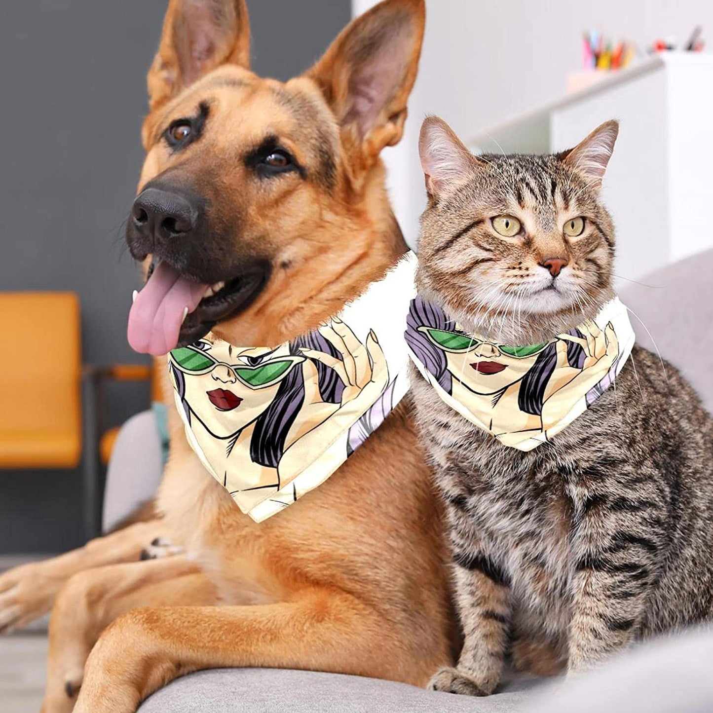 Dog Bandanas,Cat Triangle Bibs,Two Sizes,Cartoon Cool Style Girl,Pet Scarf for Small Medium Large Pets Animals & Pet Supplies > Pet Supplies > Dog Supplies > Dog Apparel tzhcjsjgs   