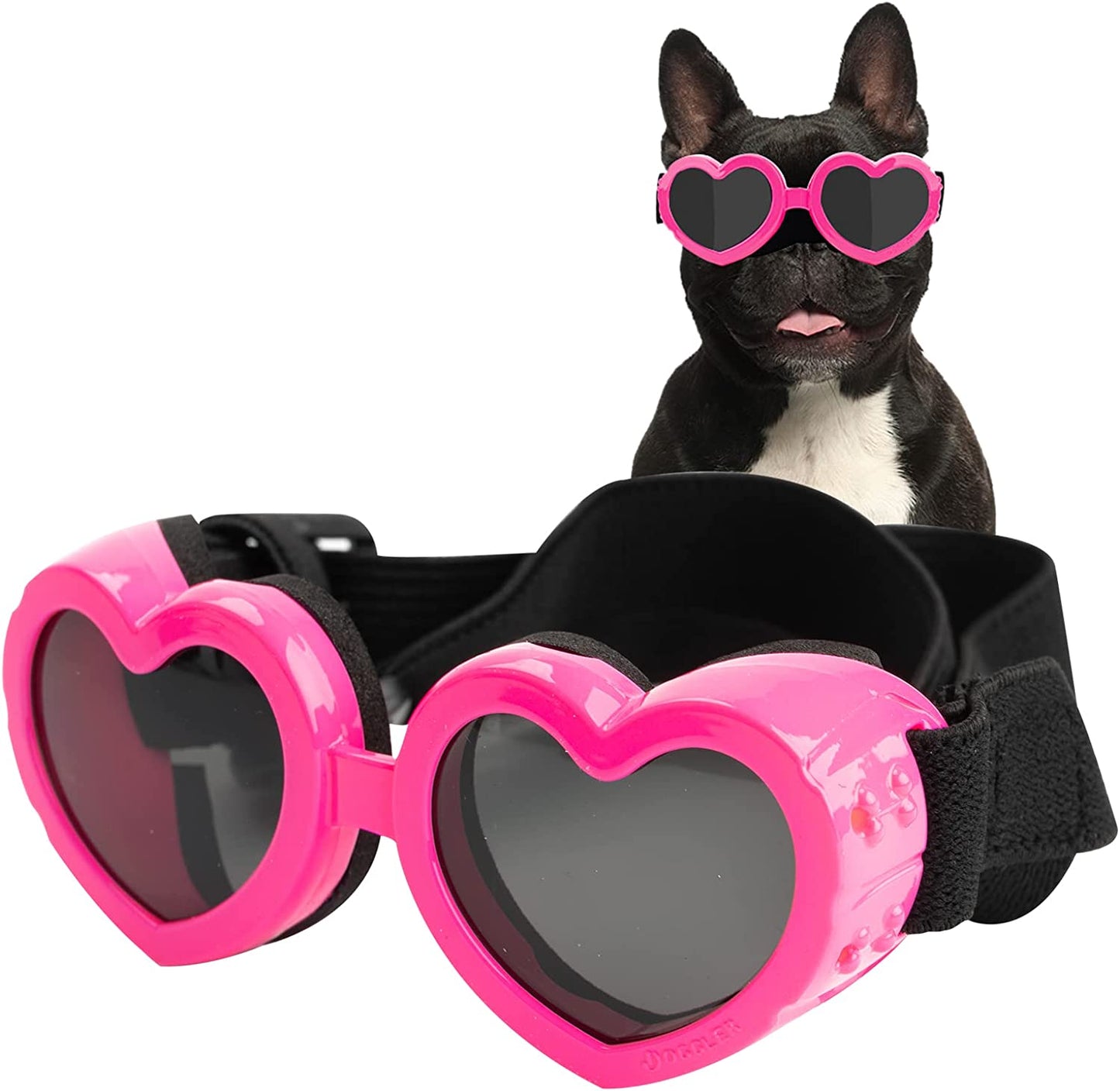 FUNUPUP Small Dog Sunglasses Dog Goggles Small Breed Dog Glasses Doggy UV Protection Sunglasses Heart Shaped Puppy Sunglasses with Adjustable Strap (Pink) Animals & Pet Supplies > Pet Supplies > Dog Supplies > Dog Apparel FUNUPUP Pink  