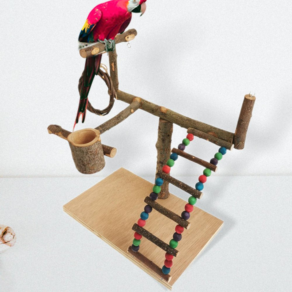 Pet Bird Playstand Parrot Playground Toy Wooden Perch Ladder Climbing Platform , Style C 35X20X35Cm