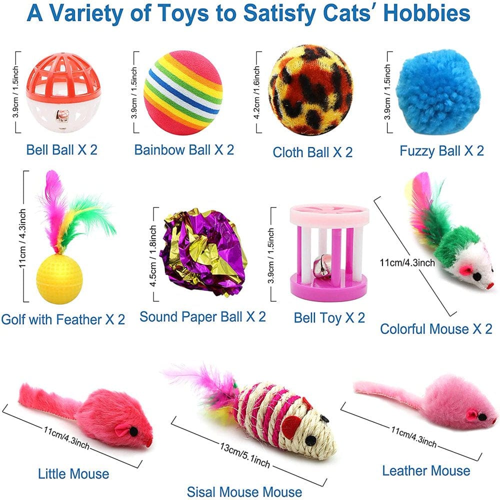 21 Pcs Cat Indoor Interactive Toys Kitten Toys Including Three-Hole Tunnel Teaser Wand Golf with Feather Balls and Mice Animals & Pet Supplies > Pet Supplies > Cat Supplies > Cat Toys AYAOQIANG   